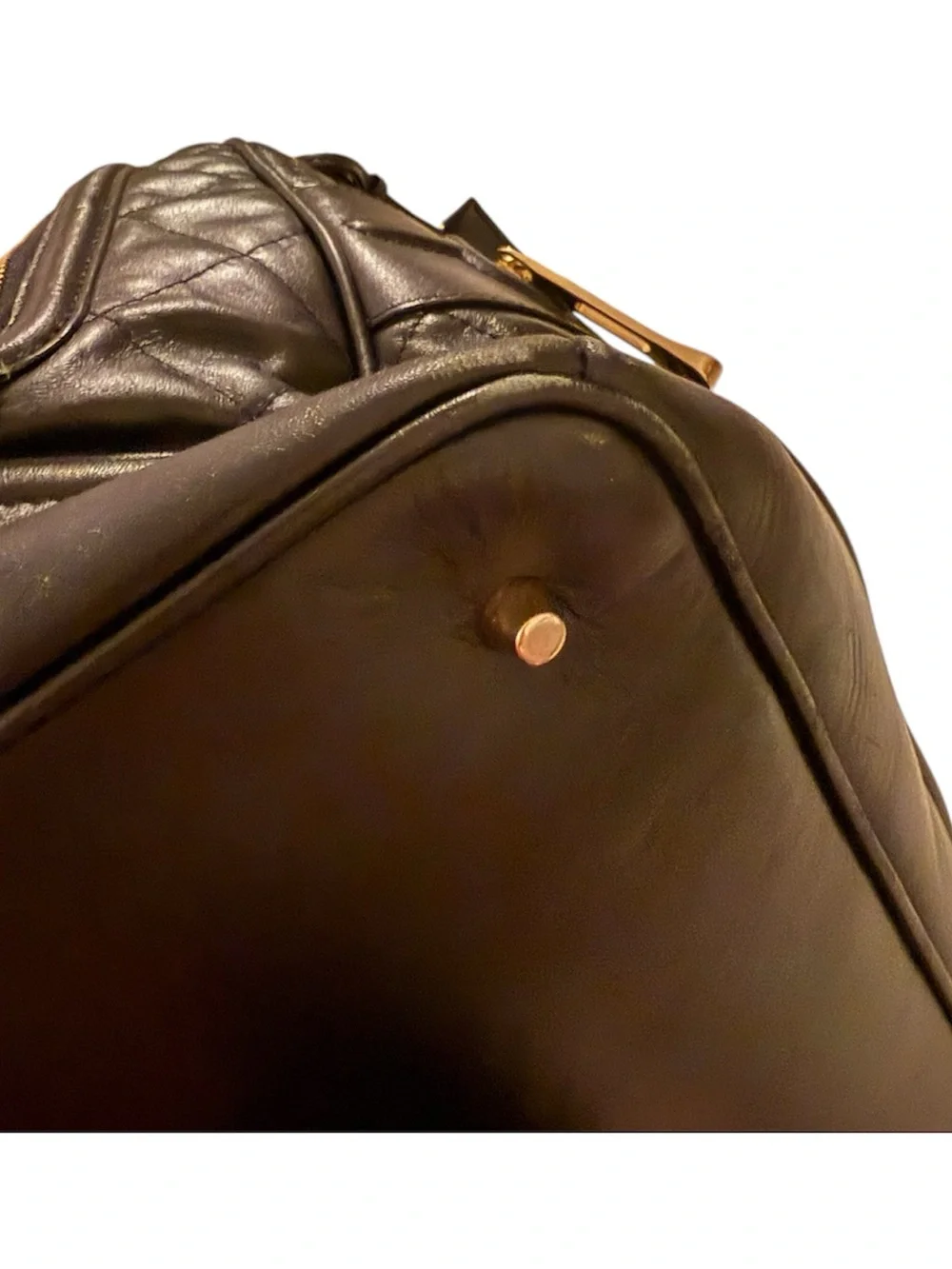 Burberry Black Quilted Leather Satchel with Gold Hardware